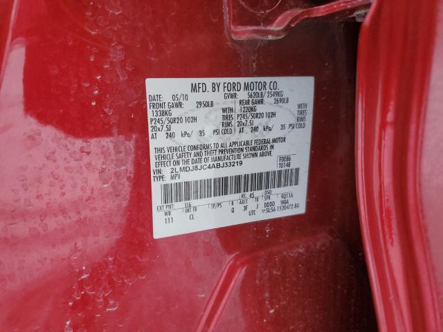 2LMDJ8JC4ABJ33219 - 2010 LINCOLN MKX RED photo 12