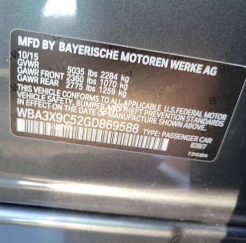 WBA3X9C52GD869588 - 2016 BMW 335 XIGT CHARCOAL photo 10