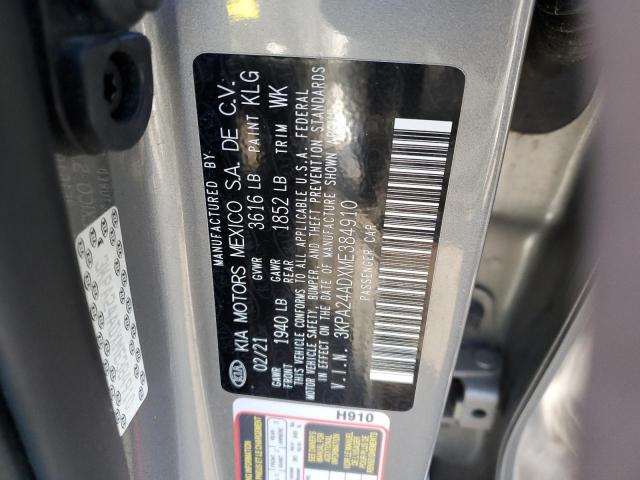3KPA24ADXME384910 - 2021 KIA RIO LX SILVER photo 13