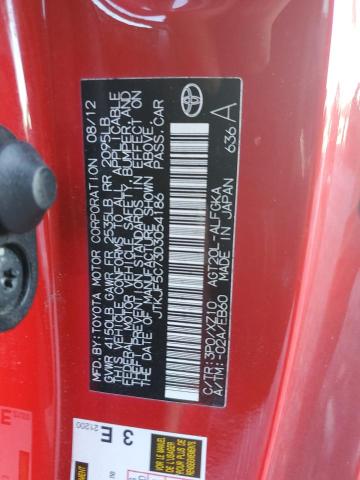 JTKJF5C73D3054186 - 2013 TOYOTA SCION TC წითელი ფოტო 12