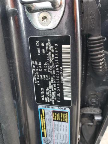 5XXG14J26NG118949 - 2022 KIA K5 LXS GRAY photo 13