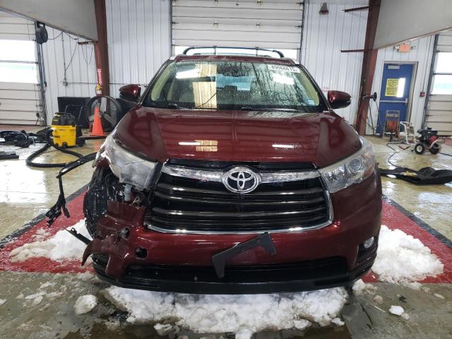 5TDJKRFH5FS101394 - 2015 TOYOTA HIGHLANDER XLE BURGUNDY photo 5