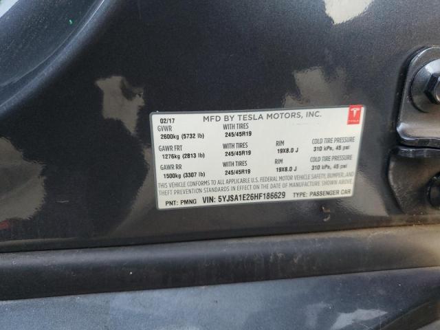 5YJSA1E26HF186629 - 2017 TESLA MODEL S GRAY photo 12