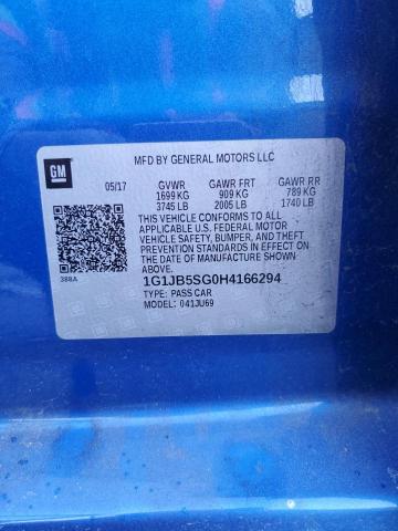 1G1JB5SG0H4166294 - 2017 CHEVROLET SONIC LS 蓝色 照片 13