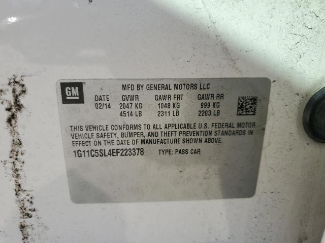 1G11C5SL4EF223378 - 2014 CHEVROLET MALIBU 1LT WHITE photo 12