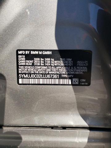 5YMUJ0C02LLU67361 - 2020 BMW X4 M COMPETITION SILVER photo 13