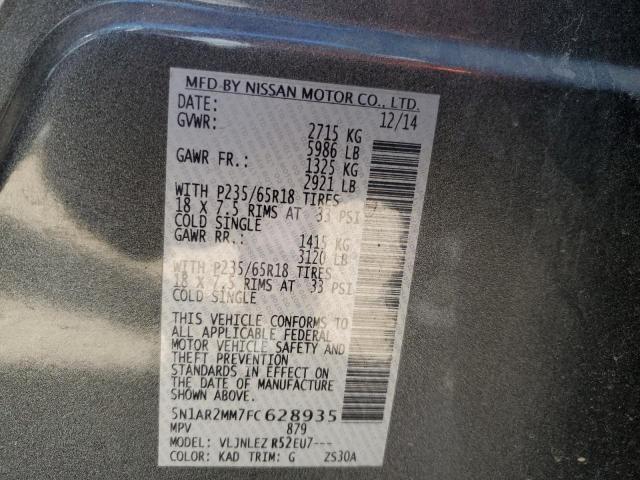 5N1AR2MM7FC628935 - 2015 NISSAN PATHFINDER S Boz foto 12