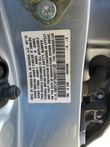 19XFC1F75GE011122 - 2016 HONDA CIVIC EXL ვერცხლისფერი ფოტო 12