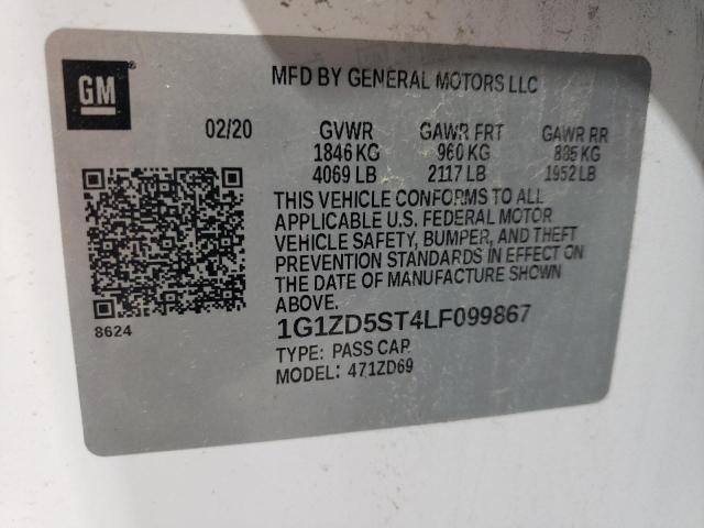 1G1ZD5ST4LF099867 - 2020 CHEVROLET MALIBU LT WHITE photo 13