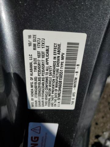 5FNRL5H66GB150551 - 2016 HONDA ODYSSEY EXL GRAY photo 13
