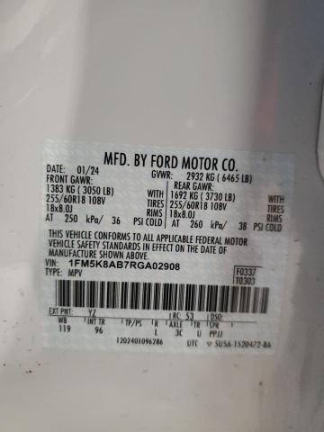 1FM5K8AB7RGA02908 - 2024 FORD EXPLORER POLICE INTERCEPTOR 白色 照片 13