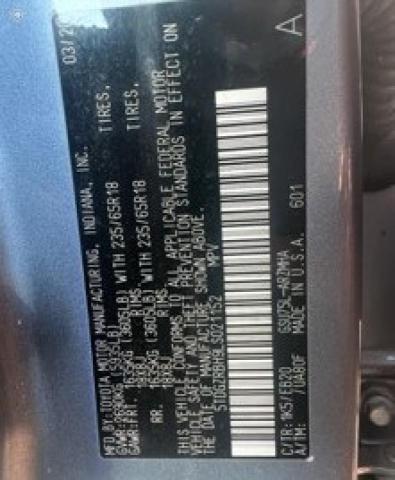 5TDGZRBH9LS021152 - 2020 TOYOTA HIGHLANDER XLE 蓝色 照片 10