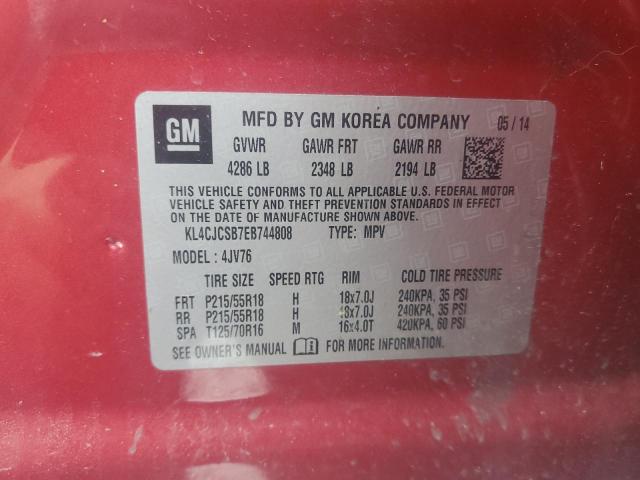 KL4CJCSB7EB744808 - 2014 BUICK ENCORE RED photo 13