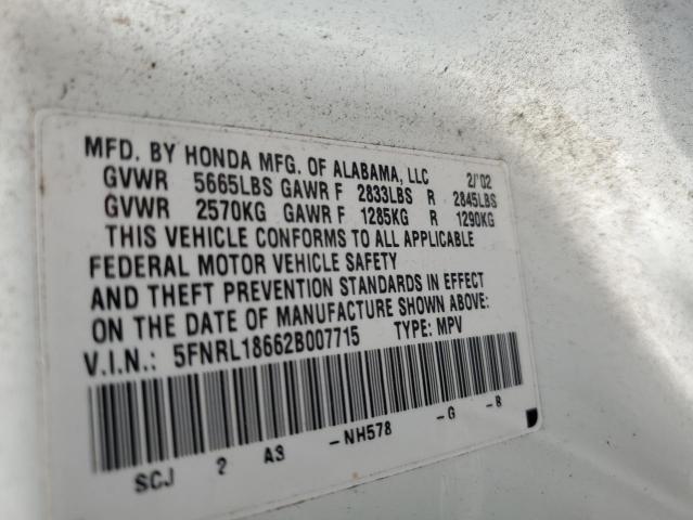 5FNRL18662B007715 - 2002 HONDA ODYSSEY EX Weiß Foto 13