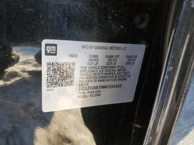 1G1ZG5ST9NF210410 - 2022 CHEVROLET MALIBU RS 黑色 照片 12