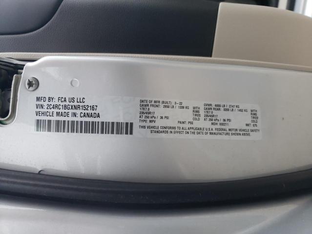 2C4RC1BGXNR152167 - 2022 CHRYSLER PACIFICA TOURING L Gümüş foto 13