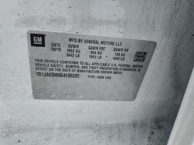 1G1JA6SH6G4105225 - 2016 CHEVROLET SONIC LS WHITE photo 12