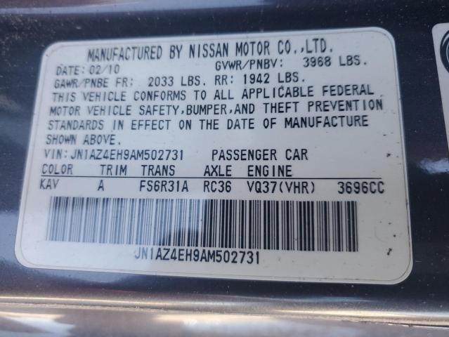 JN1AZ4EH9AM502731 - 2010 NISSAN 370Z GRAY photo 12
