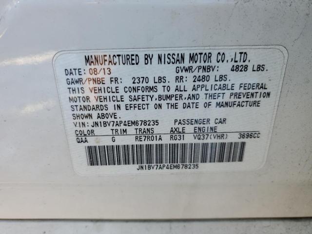 JN1BV7AP4EM678235 - 2014 INFINITI Q50 BASE WHITE photo 13