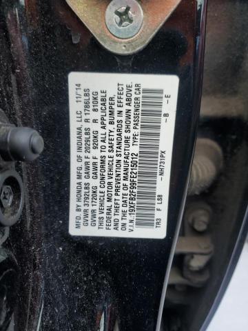 19XFB2F99FE215012 - 2015 HONDA CIVIC EXL შავი ფოტო 12