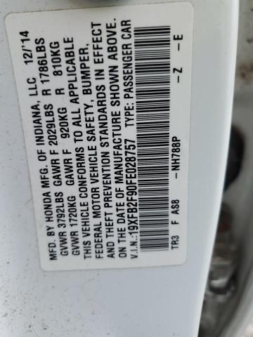 19XFB2F90FE028757 - 2015 HONDA CIVIC EXL თეთრი ფოტო 13