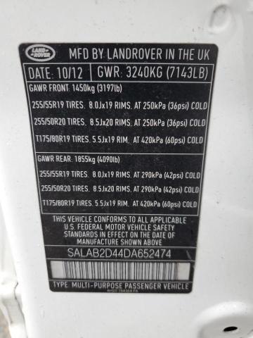 SALAB2D44DA652474 - 2013 LAND ROVER LR4 თეთრი ფოტო 13