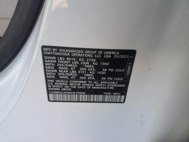 1V2BR2CA0MC573966 - 2021 VOLKSWAGEN ATLAS SEL Ağ foto 12