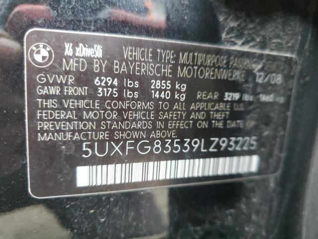 5UXFG83539LZ93225 - 2009 BMW X6 BLACK photo 13
