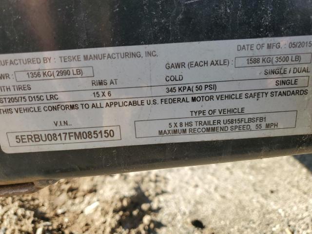 5ERBU0817FM085150 - 2015 UTILITY TRAILER შავი ფოტო 10
