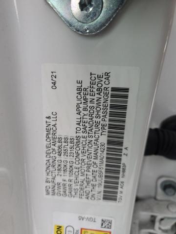 19UUB5F51MA014230 - 2021 ACURA TLX TECH A WHITE photo 12