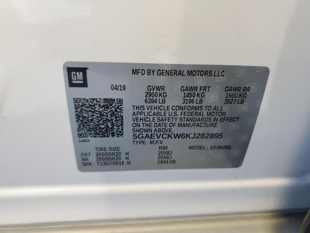 5GAEVCKW6KJ282895 - 2019 BUICK ENCLAVE AVENIR თეთრი ფოტო 13