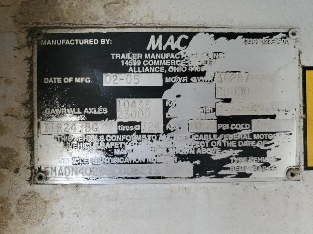 5MADN40295C009273 - 2005 MAC DUMP TRAIL 银色 照片 10