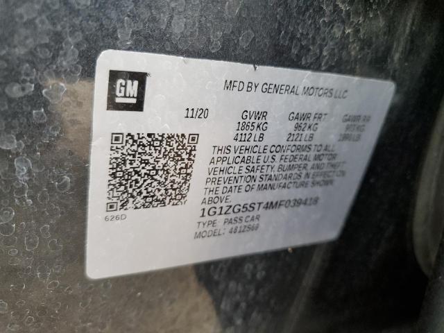 1G1ZG5ST4MF039418 - 2021 CHEVROLET MALIBU RS 灰色 照片 12