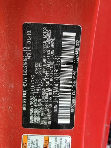 JF1ZNAA13D1718931 - 2013 TOYOTA SCION FR-S RED photo 12