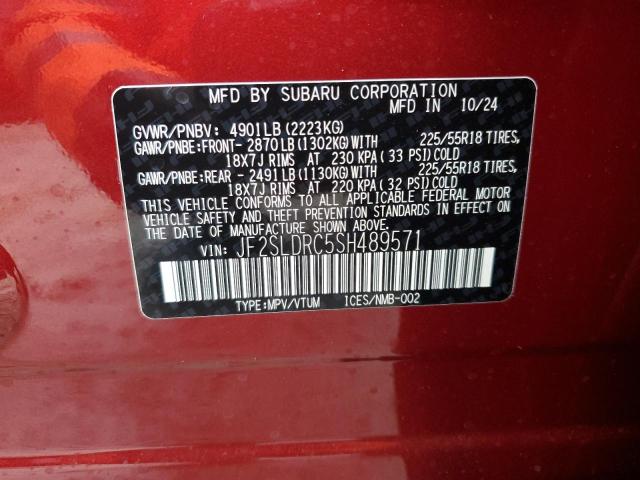 JF2SLDRC5SH489571 - 2025 SUBARU FORESTER LIMITED أحمر صورة 12