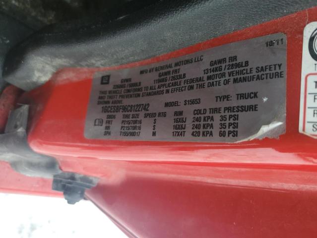 1GCESBF96C8122742 - 2012 CHEVROLET COLORADO L RED photo 12