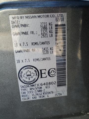 5N1DR2MM7JC640802 - 2018 NISSAN PATHFINDER S 灰色 照片 13