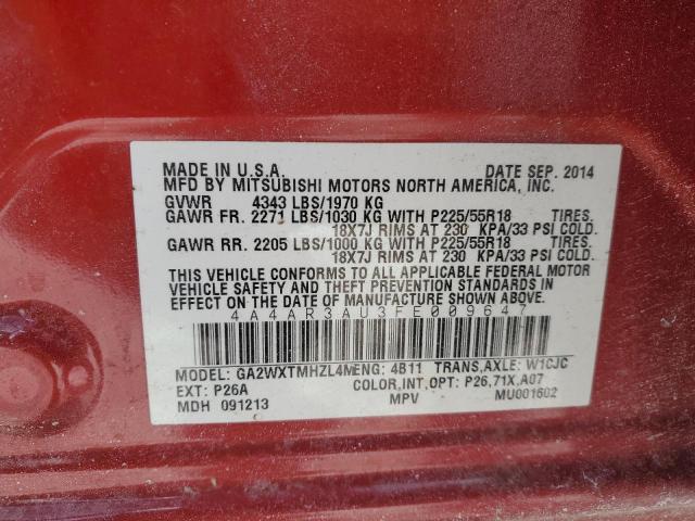 4A4AR3AU3FE009647 - 2015 MITSUBISHI OUTLANDER SPORT ES RED photo 13