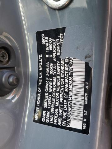 SHHFK7H41MU402636 - 2021 HONDA CIVIC SPORT 灰色 照片 12