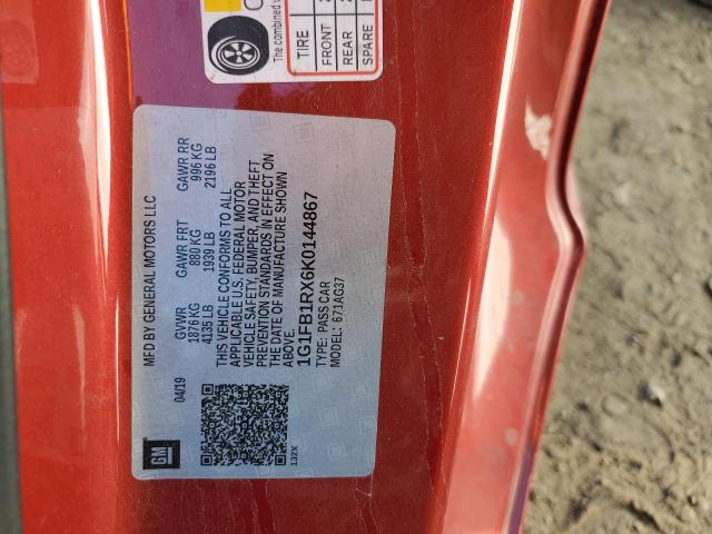 1G1FB1RX6K0144867 - 2019 CHEVROLET CAMARO LS Czerwony zdjęcie 12