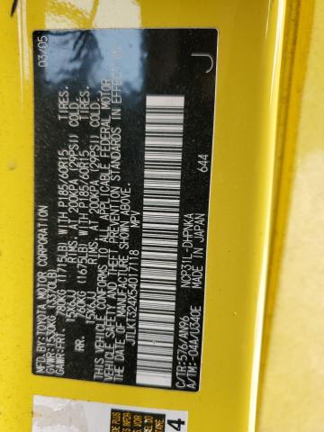 JTLKT324X54017118 - 2005 TOYOTA SCION XB 黄色 照片 12