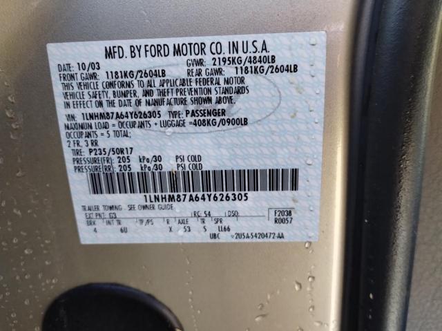 1LNHM87A64Y626305 - 2004 LINCOLN LS 金色 照片 10