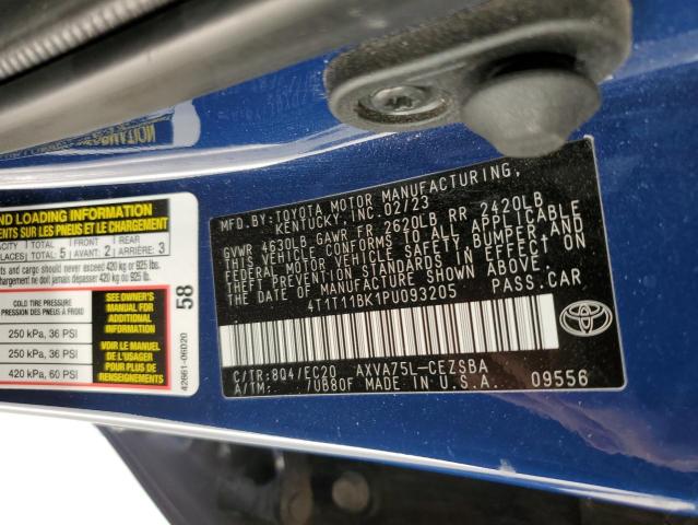 4T1T11BK1PU093205 - 2023 TOYOTA CAMRY SE NIGHT SHADE BLUE photo 12