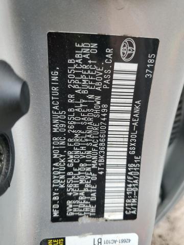 4T1BK36B66U074498 - 2006 TOYOTA AVALON XL ვერცხლისფერი ფოტო 12