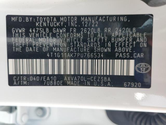 4T1G11AK7PU766534 - 2023 TOYOTA CAMRY SE NIGHT SHADE WHITE photo 12