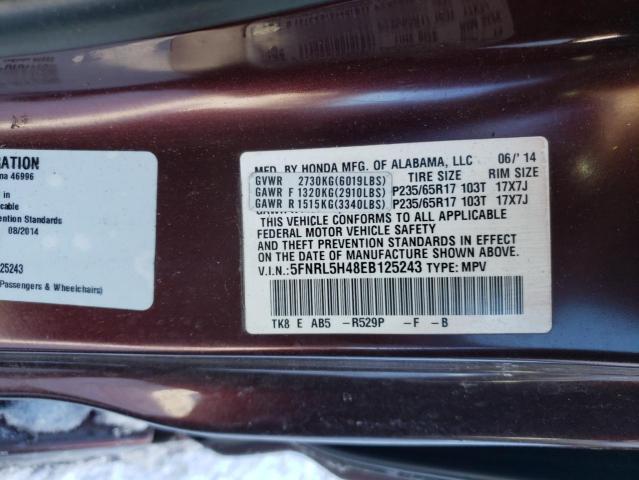 5FNRL5H48EB125243 - 2014 HONDA ODYSSEY EX Bordeaux Foto 13