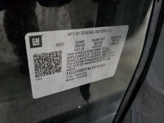 1G1ZG5STXLF131910 - 2020 CHEVROLET MALIBU RS 黑色 照片 12