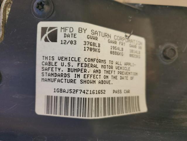 1G8AJ52F74Z161652 - 2004 SATURN ION LEVEL 2 GOLD photo 12