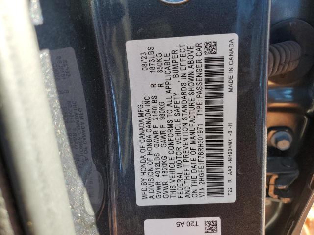 2HGFE1F76RH301971 - 2024 HONDA CIVIC EX ნაცრისფერი ფოტო 13