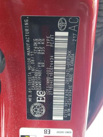 2T1BU4EE1BC674434 - 2011 TOYOTA COROLLA BASE წითელი ფოტო 13